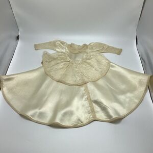 Vintage‎ Doll Long Wedding Dress Satin Lace Ruffles Eggshell
